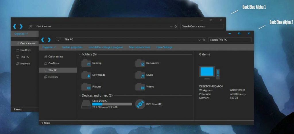 windows 10 dark themes