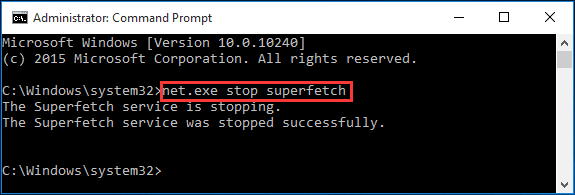 disable superfetch service