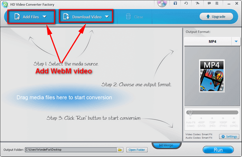 Two methods to add WebM files