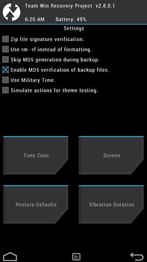 Twrp settings