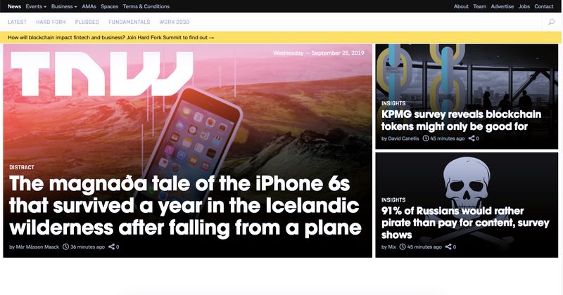 TheNextWeb website Homepage