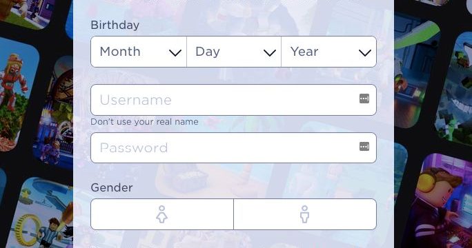 Roblox New Sign Up