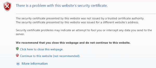 Image result for security certificate error