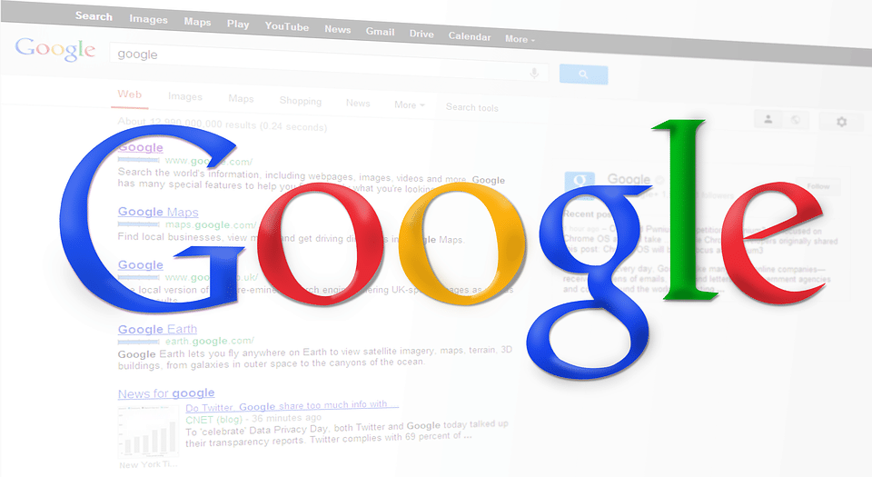 Google web page search engine