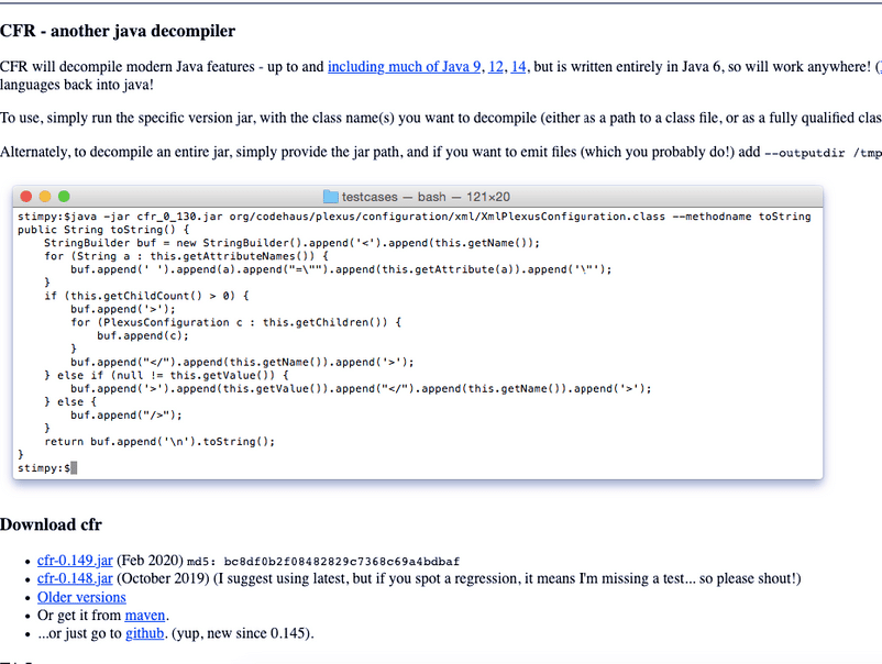 CFR Java Decomplier