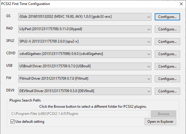 pcsx2 plugin configurations